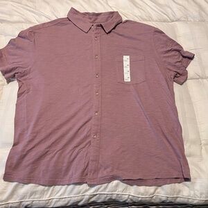 NWT Lavender cotton collar button down shirt Size XXL